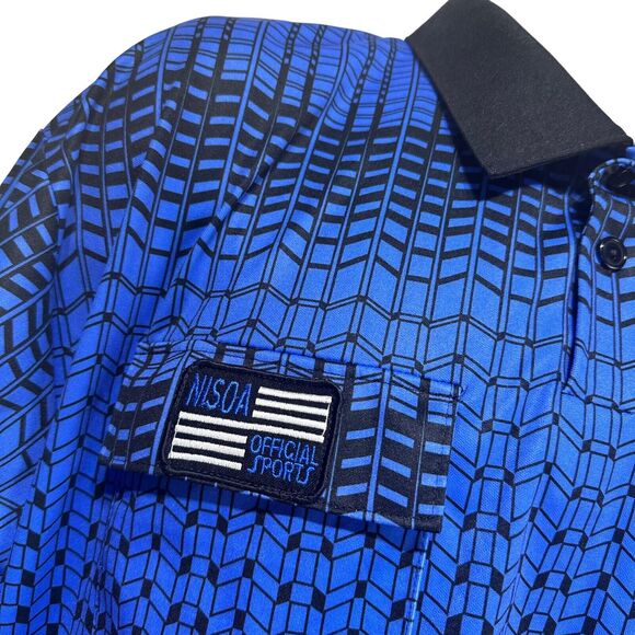 Official Sports Nisao Soccer Referee Blue Striped long Sleeve jersey Size L - Picture 3 of 6